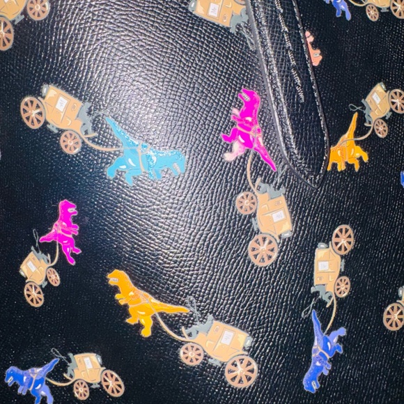 COACH REXY & CARRIAGE  BLACK/MULTI LEATHER repeat Glitter tote. Rare! - Picture 14 of 15